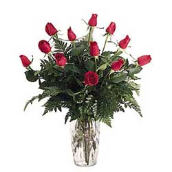 send Red Rose In Vase to china