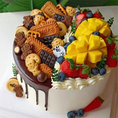 send fruits & cookies cake guangzhou