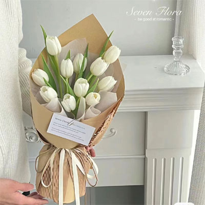 send 11 white tulips to 