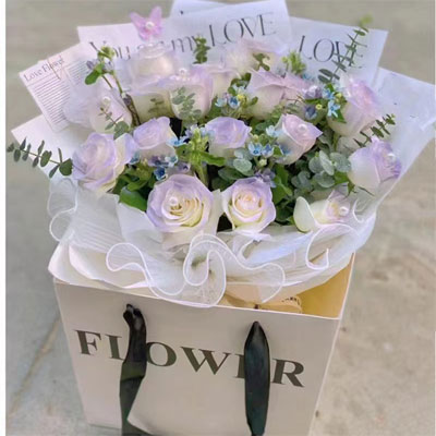 send ice blue roses in the bag shanghai