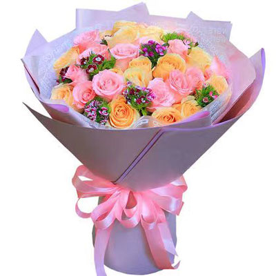 send pink & champagne roses chengdu