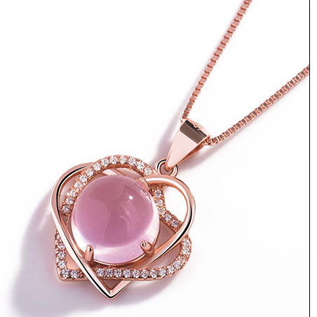 send pink crystal Necklace china