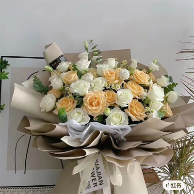 send champagne & white roses suzhou