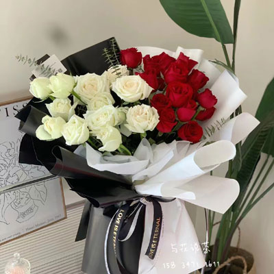 send red & white flowers to  chengdu